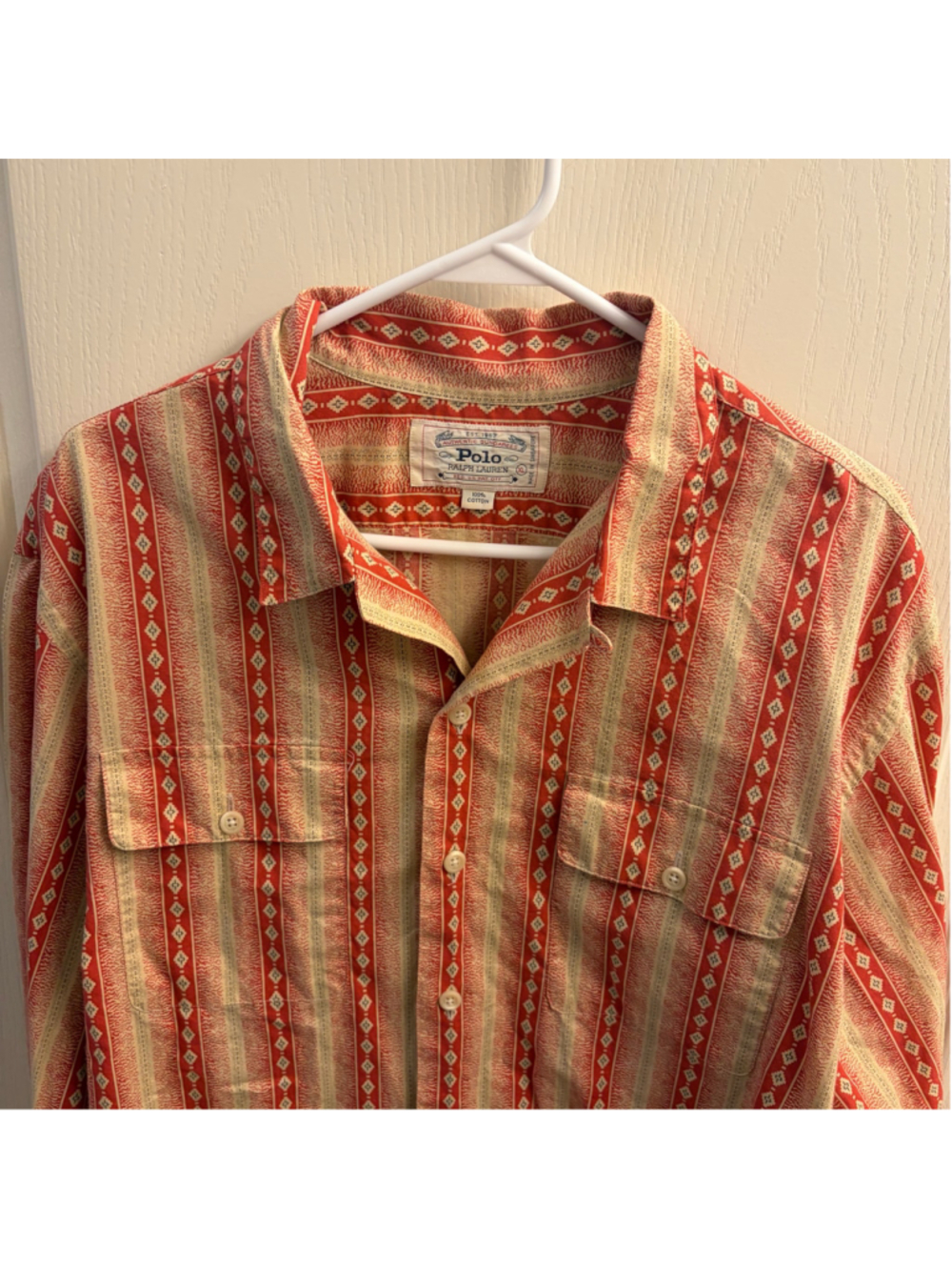 Vintage 80's Polo Ralph Lauren Aztec Button Up Shirt size XL